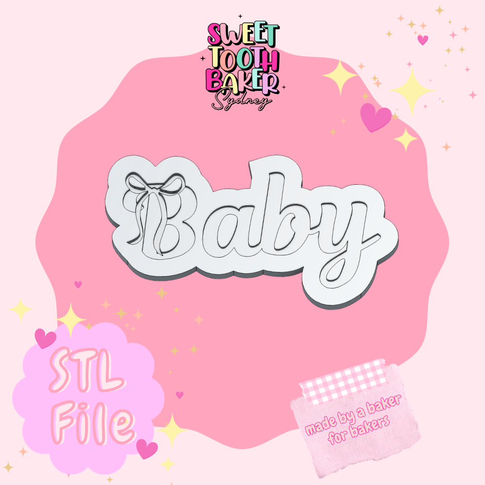 Baby Word with Bow Debosser Set - STL File (NOT PHYSICAL PRODUCT)