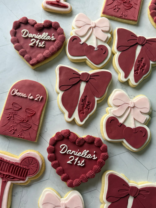 Bows and Cherries Birthday Cookies