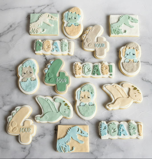 Dino-Four Birthday Cookies