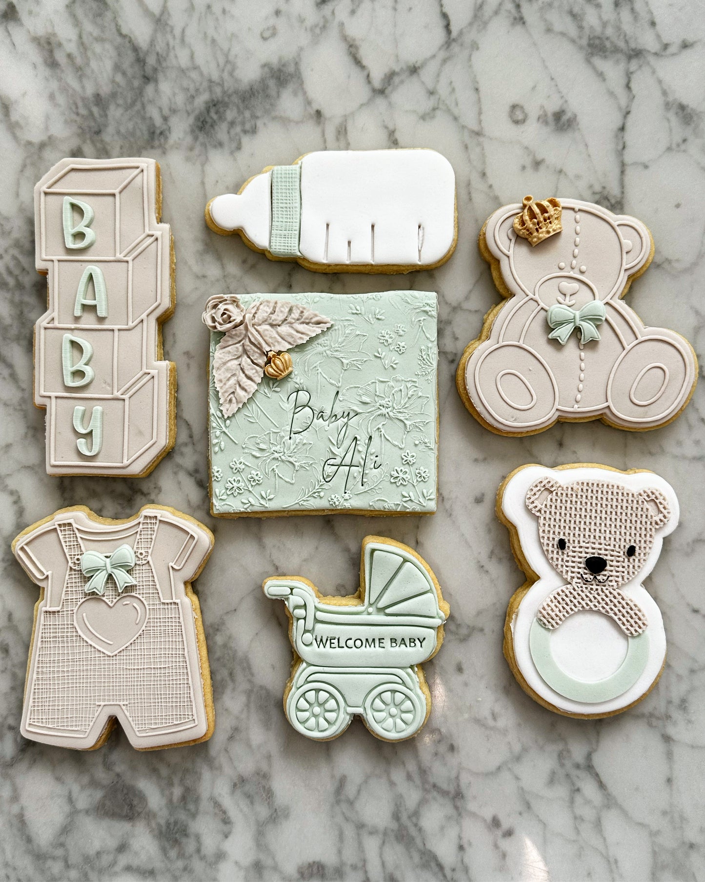 Bear Boy Set of Baby Arrival Cookies