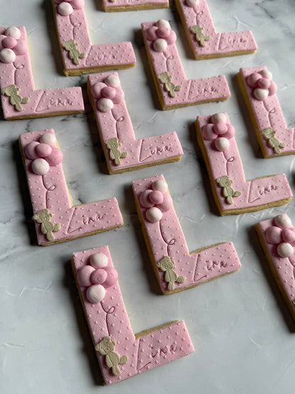 Initial Cookies with Fondant Embellishments